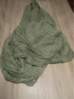 Lightweight Olive Green Crinkled Scarf